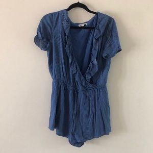 Navy blue polka dot romper